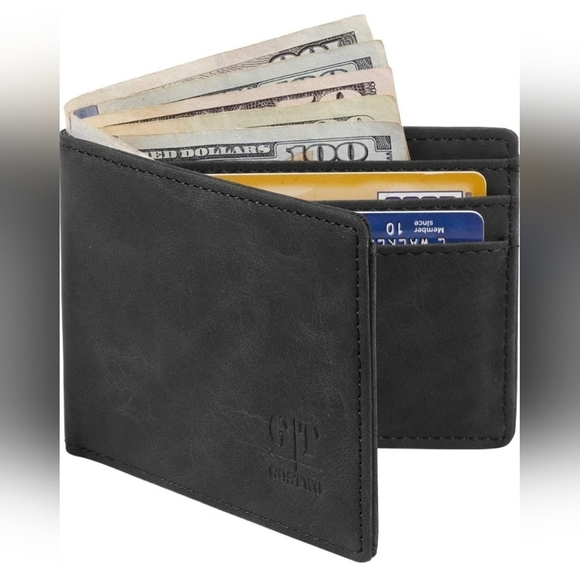 New Gostwo Mens Slim Minimalist Front Pocket Genuine Leather Wallet - Picture 1 of 8